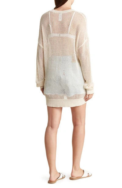 Shop Vyb Oversize Crochet Cover-up Tunic In Neutral