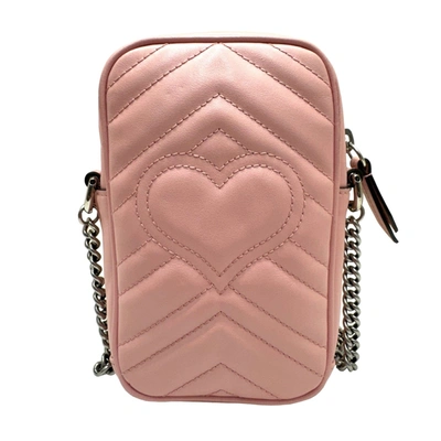 Shop Gucci Gg Marmont Pink Leather Shopper Bag ()