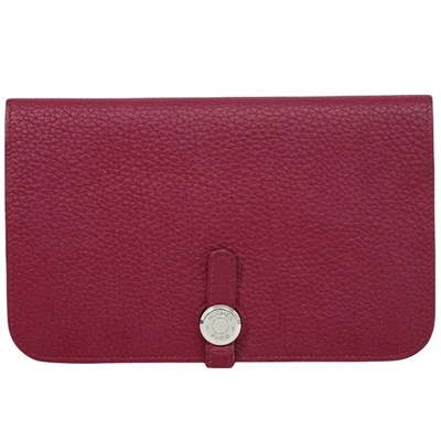 Shop Hermes Hermès Dogon Red Leather Wallet  ()