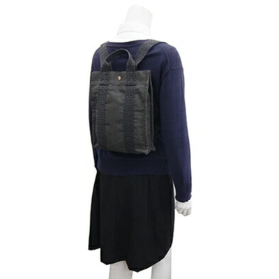 Shop Hermes Hermès Evelyne Grey Canvas Backpack Bag ()