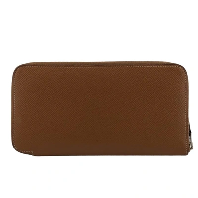 Shop Hermes Hermès Silk'in Brown Leather Wallet  ()
