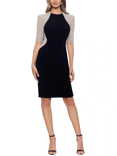 Shop Xscape Womens Embellished Knee Length Sheath Dress In Black