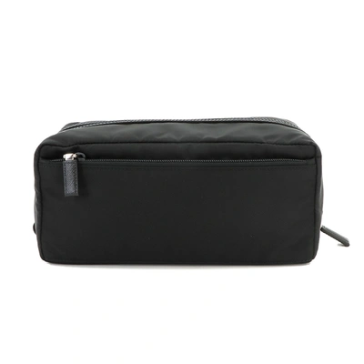 Shop Prada Saffiano Black Synthetic Clutch Bag ()