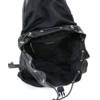 Shop Prada Saffiano Black Synthetic Backpack Bag ()