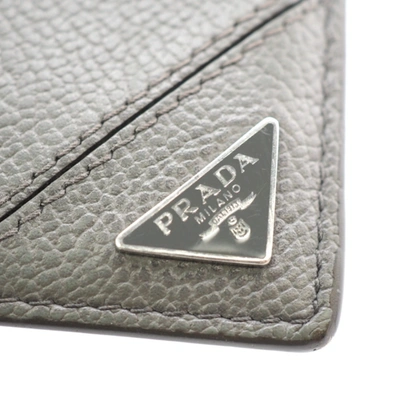 Shop Prada Saffiano Grey Leather Wallet  ()