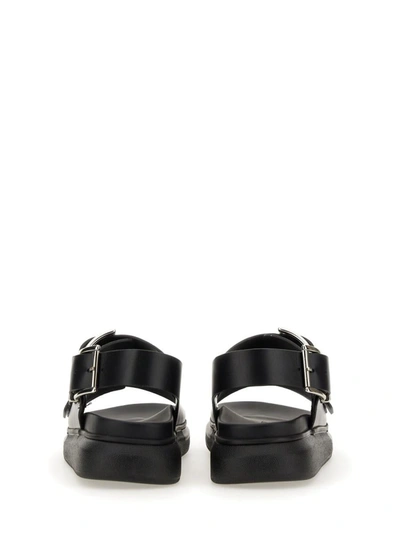 Shop Alexander Mcqueen Leather Sandal In Black