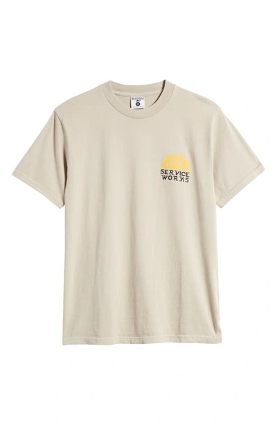 Shop Service Works Sunny Side Up Organic Cotton Graphic T-shirt In Stone