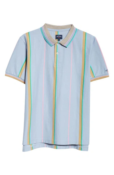Shop Noah Season One Stripe Cotton Polo In Blue / Tan/ Green/ Pink Stripe