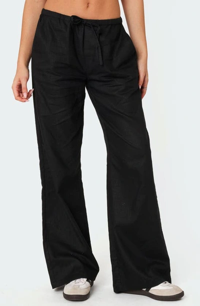 Shop Edikted Maison Drawstring Wide Leg Pants In Black