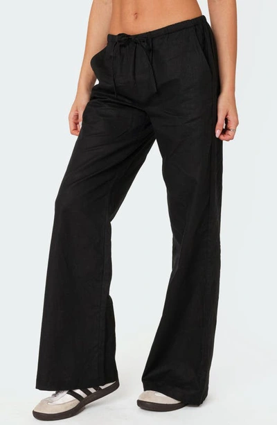 Edikted Women's Maison Straight Leg Linen Pants In Black