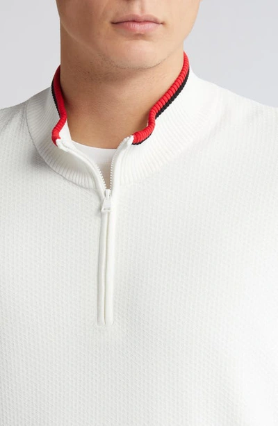Shop Hugo Boss Saikk Textured Quarter Zip Sweater In White