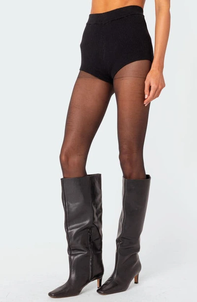 Edikted Marcus Rib Micro Shorts In Black