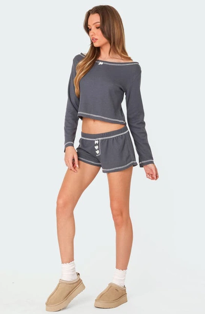 Edikted Women's Peoni Waffle Shorts In Navy