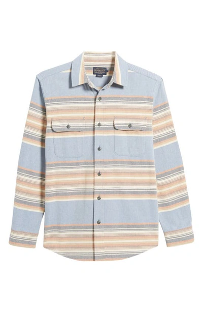 Shop Pendleton Deacon Stripe Cotton Chambray Button-up Shirt In Raptor Peak Brown