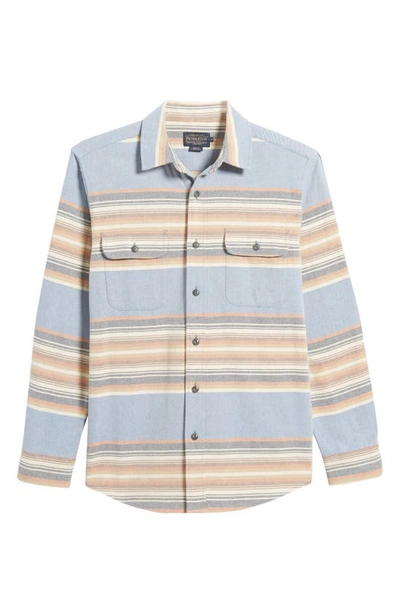 Pendleton Deacon Stripe Cotton Chambray Button-up Shirt In Raptor Peak Brown