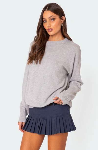 Shop Edikted You Time Oversize Sweater In Gray-melange