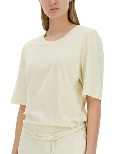 Shop Lemaire T-shirt Dress With Belt In Ivory