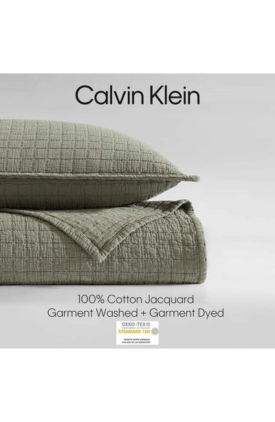Shop Calvin Klein Essential Washed Jacquard Coverlet In Green