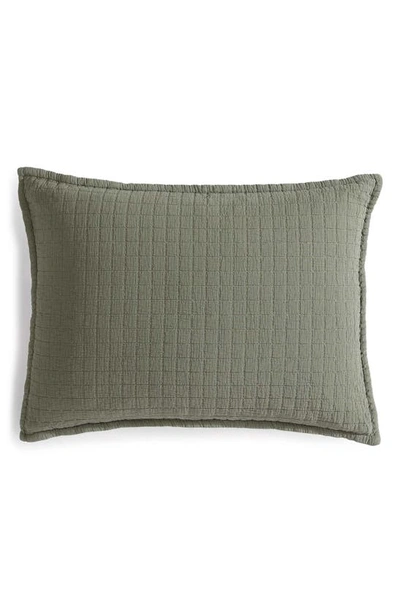 Shop Calvin Klein Essential Washed Jacquard Pillow Sham In Green