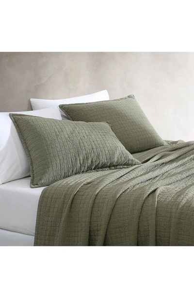 Shop Calvin Klein Essential Washed Jacquard Pillow Sham In Green