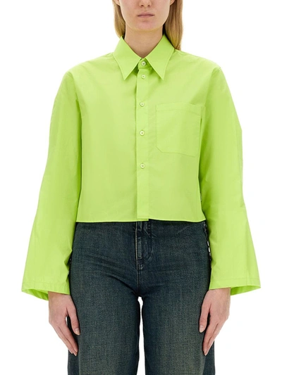 Shop Mm6 Maison Margiela Cropped Fit Shirt In Green