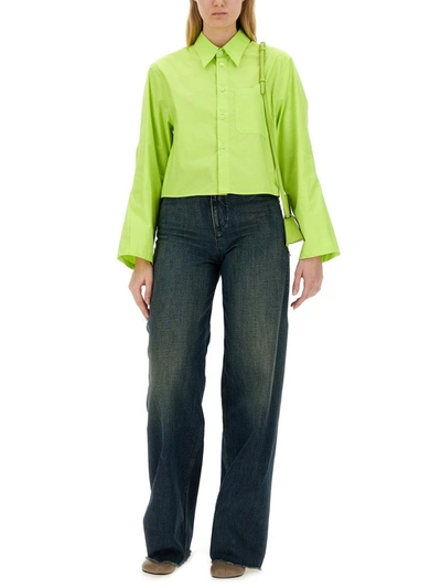 Shop Mm6 Maison Margiela Cropped Fit Shirt In Green
