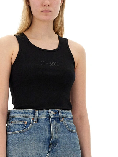 Shop Mm6 Maison Margiela Tops With Logo In Black
