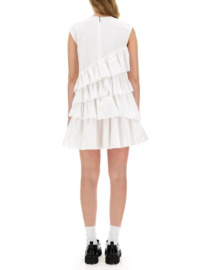 Shop Msgm Dress With Ruffles In White