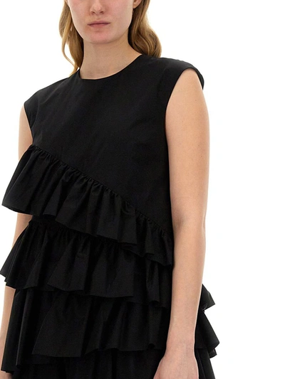 Shop Msgm Dress With Ruffles In Black