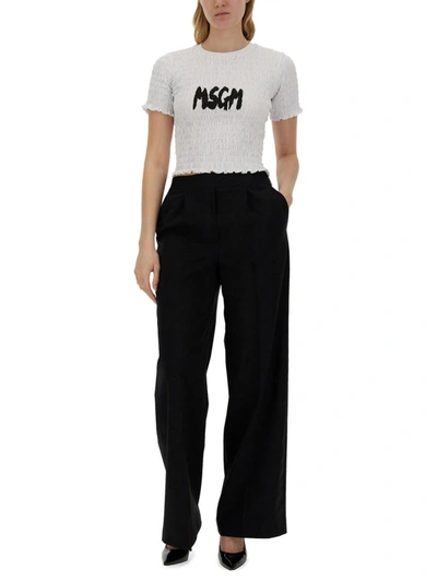 Msgm Logo T-shirt In White
