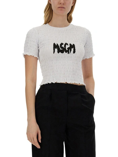 Msgm Logo T-shirt In White
