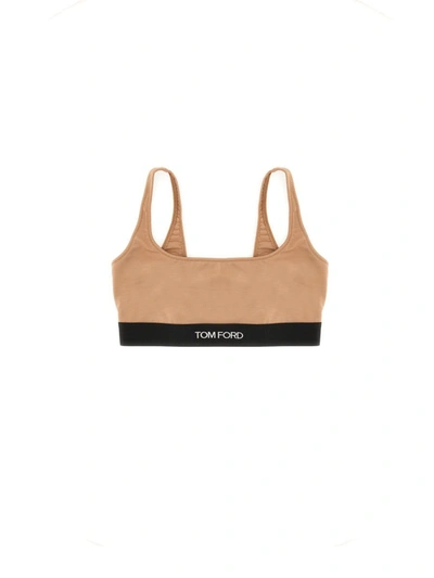 Shop Tom Ford Bralette With Logo In Pink