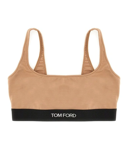 Shop Tom Ford Bralette With Logo In Pink