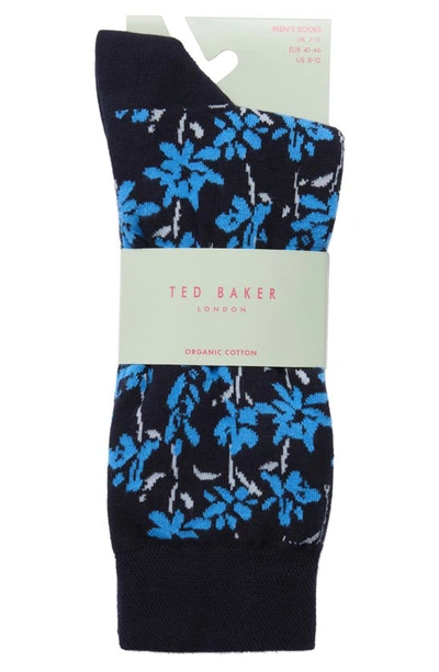 Shop Ted Baker Sokkten Floral Dress Socks In Blue
