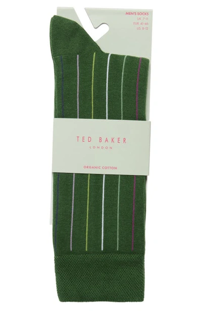 Shop Ted Baker Sokkthr Pinstripe Dress Socks In Dark Green
