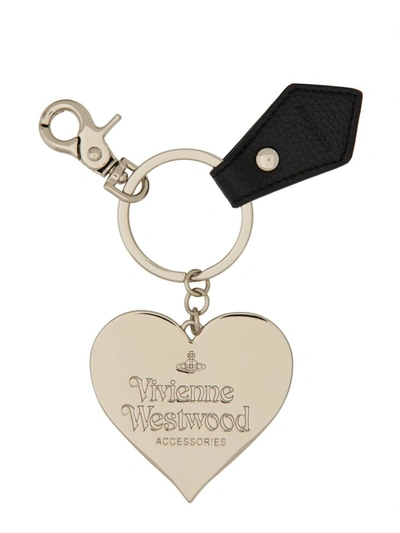 Shop Vivienne Westwood "mirror Heart Orb" Keychain In Black