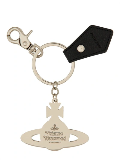 Shop Vivienne Westwood Keychain "orb" Hammered In Black