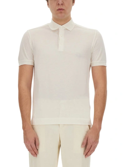 Shop Zegna Cotton And Silk Polo Shirt In White