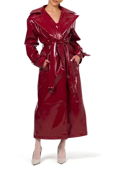 Shop Naked Wardrobe Belted Trench Coat In Dark Red