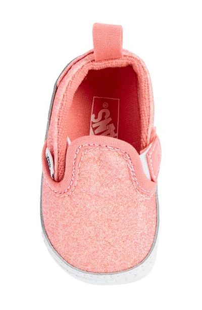Shop Vans Slip-on V Crib Shoe In Glitter Pink