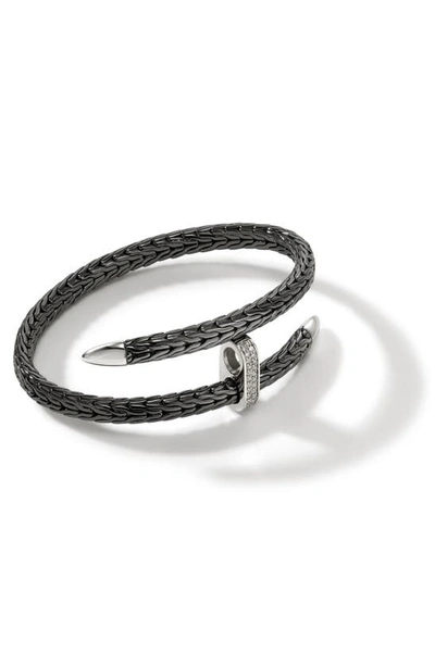 Shop John Hardy Spear Flex Pavé Diamond Bracelet In Black