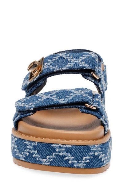 Steve Madden Bigmona Raffia Slingback Platform Sandal In Denim Multi