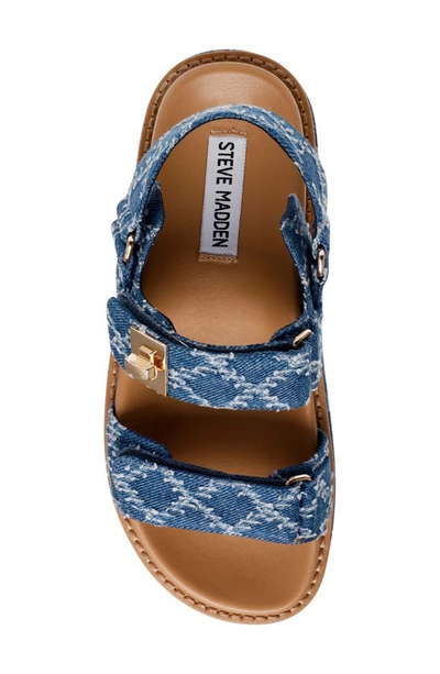 Steve Madden Bigmona Raffia Slingback Platform Sandal In Denim Multi