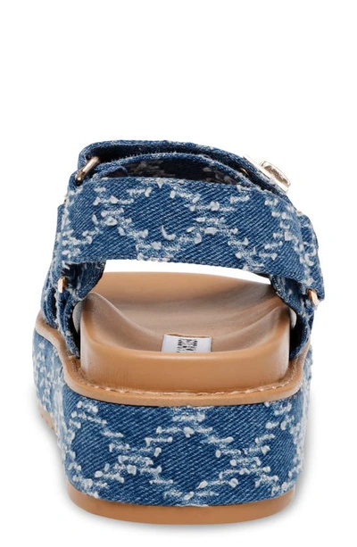 Steve Madden Bigmona Raffia Slingback Platform Sandal In Denim Multi
