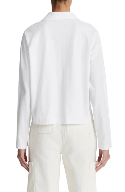 Vince Easy Long Sleeve Cotton Polo In Optic White