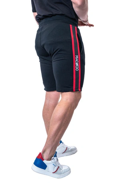 Maceoo Royal Black Cotton Knit Drawstring Shorts In Black