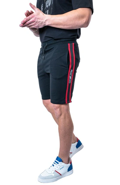 Maceoo Royal Black Cotton Knit Drawstring Shorts In Black