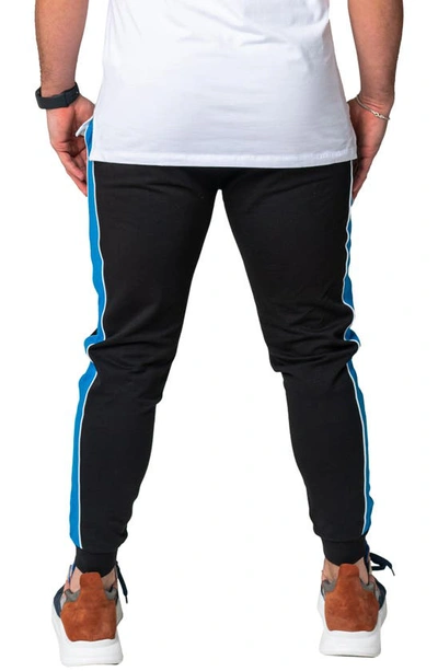 Maceoo Side Stripe Skinny Fleece Joggers In Black