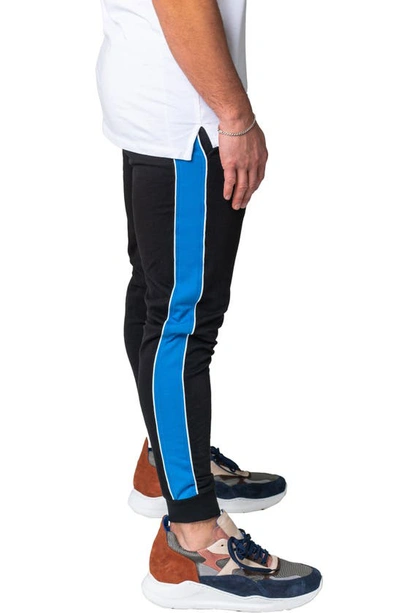 Maceoo Side Stripe Skinny Fleece Joggers In Black