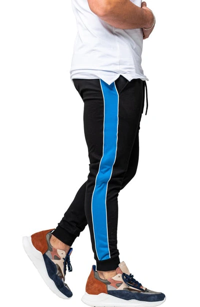 Maceoo Side Stripe Skinny Fleece Joggers In Black